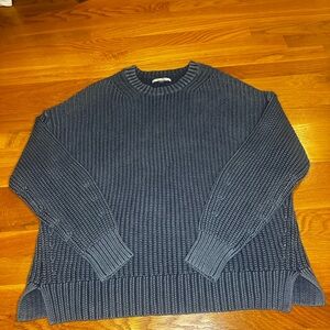 American Eagle Blue Chunky Knit Sweater | Size Large | 100% Cotton